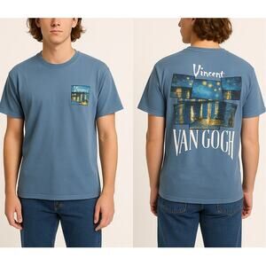 Pierce Archive Vincent Van Gogh Graphic Tee Blue Unisex Size Small
